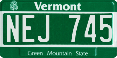 VT license plate NEJ745