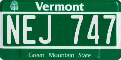 VT license plate NEJ747
