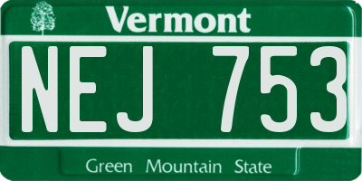 VT license plate NEJ753
