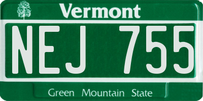 VT license plate NEJ755