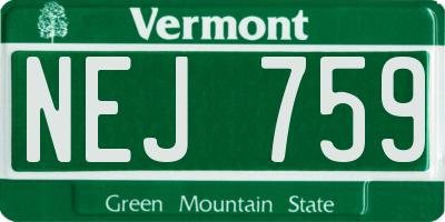 VT license plate NEJ759