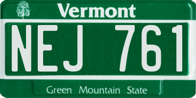VT license plate NEJ761