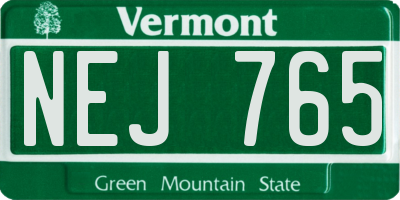 VT license plate NEJ765
