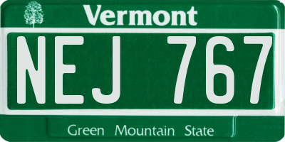VT license plate NEJ767