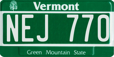 VT license plate NEJ770