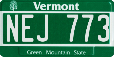 VT license plate NEJ773