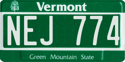 VT license plate NEJ774
