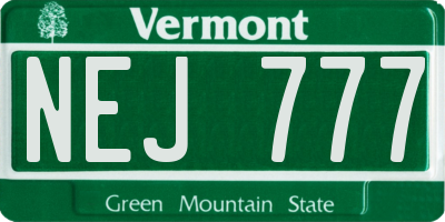 VT license plate NEJ777