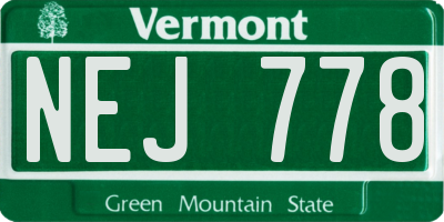 VT license plate NEJ778