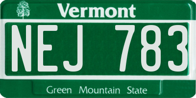 VT license plate NEJ783