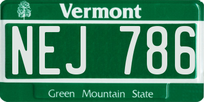 VT license plate NEJ786