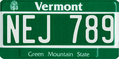 VT license plate NEJ789