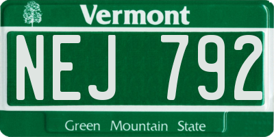 VT license plate NEJ792
