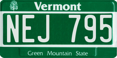 VT license plate NEJ795