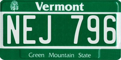 VT license plate NEJ796