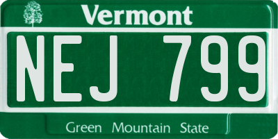 VT license plate NEJ799