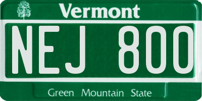 VT license plate NEJ800