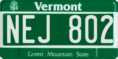 VT license plate NEJ802