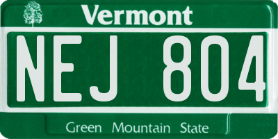 VT license plate NEJ804