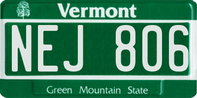 VT license plate NEJ806