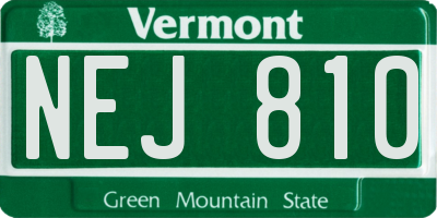 VT license plate NEJ810