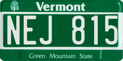 VT license plate NEJ815
