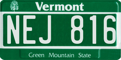 VT license plate NEJ816