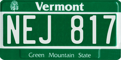 VT license plate NEJ817