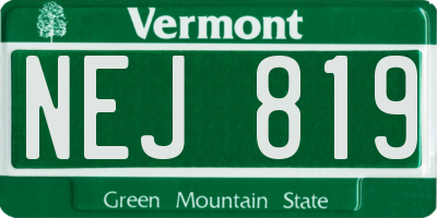 VT license plate NEJ819