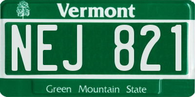 VT license plate NEJ821