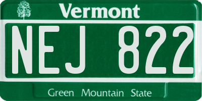 VT license plate NEJ822