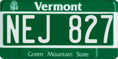 VT license plate NEJ827