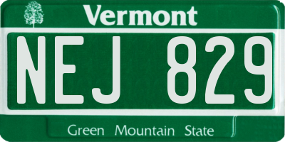 VT license plate NEJ829