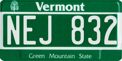 VT license plate NEJ832