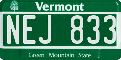 VT license plate NEJ833