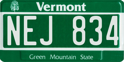 VT license plate NEJ834