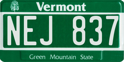 VT license plate NEJ837