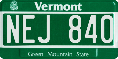 VT license plate NEJ840