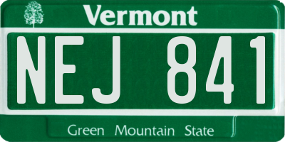 VT license plate NEJ841