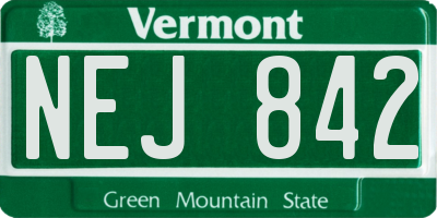 VT license plate NEJ842