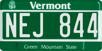 VT license plate NEJ844
