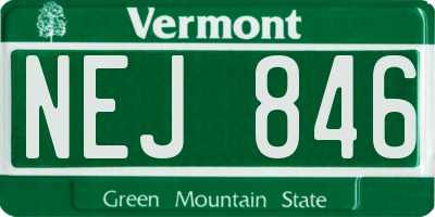 VT license plate NEJ846