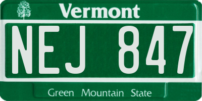 VT license plate NEJ847