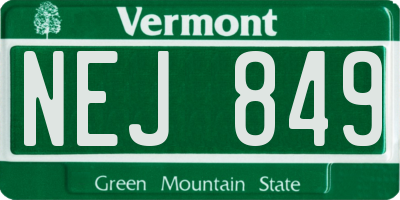 VT license plate NEJ849