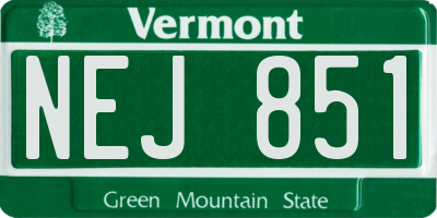 VT license plate NEJ851