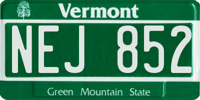 VT license plate NEJ852