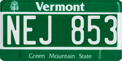 VT license plate NEJ853