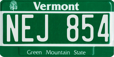 VT license plate NEJ854