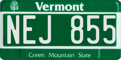 VT license plate NEJ855
