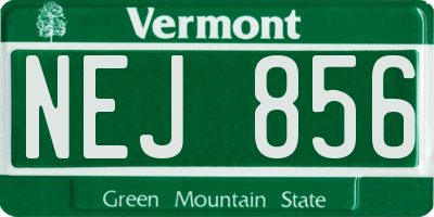 VT license plate NEJ856